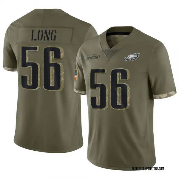 Chris Long Philadelphia Eagles Youth Legend Olive Salute to Service  Sideline Long Sleeve T-Shirt