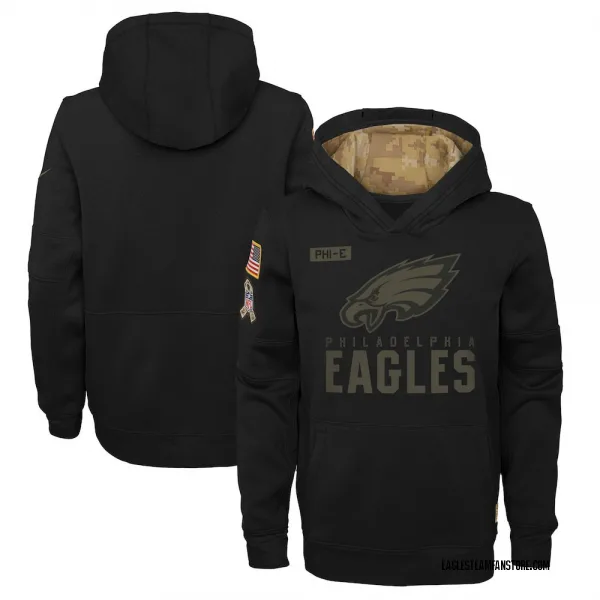 Youth Philadelphia Eagles Black 2020 Salute to Service Pullover